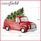 Casafield Hand Painted Ceramic Christmas Truck with Tree, Red Pre-Lit Truck with Green Tree and 20 Multi Color Lights